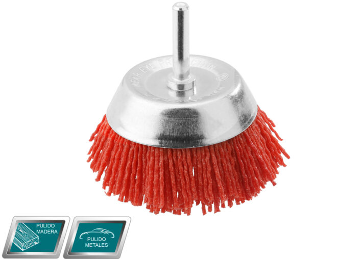 CEPILLO NYLON REDONDO PARA TALADRO (75mm - 6.3mm PUNTERA)