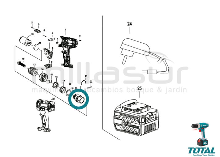 MOTOR INTERNO TALADRO TDLI228180