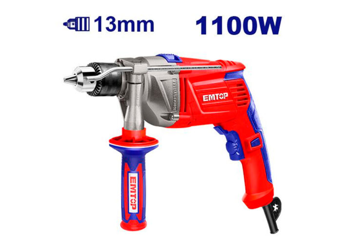 TALADRO PERCUTOR 1100W EMTOP (MAX 13MM - VELOCIDAD VARIABLE - CARCASA REFORZADA)